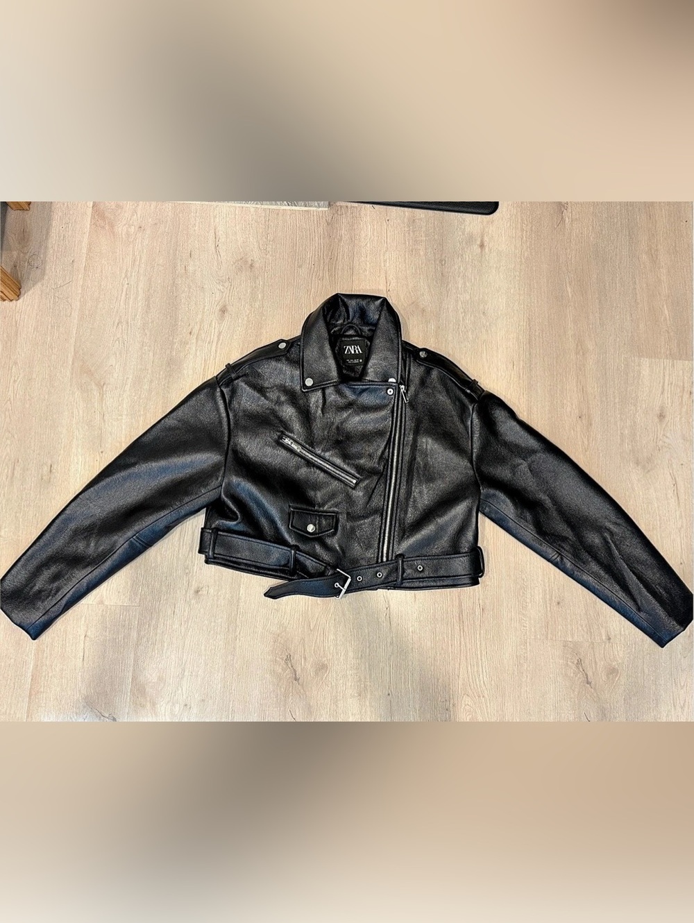 Zara Black Leather Moto Jacket